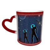 NC Ceramic Photo Coffee Mugs,Outer Space 970 979 Cartoon Comic Science Astronaut Cosmonaut Couple Relationship Explorer,Custom Picture Mug Magic Heat Sensitive Color Changing Mug Milk Tea Cup Person