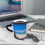 NC Ceramic Photo Coffee Mugs,Okinawa Prefecture Sea Beach Sand Sky Beauty Cloud Growth Horizon Over Land,Custom Picture Mug Magic Heat Sensitive Color Changing Mug Milk Tea Cup Personalized Gifts fo