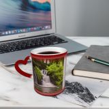 NC Ceramic Photo Coffee Mugs,Aisne Beauty France Exposure Outdoors Panoramic Rock Scenics Springtime Stream Tree Waterfall,Custom Picture Mug Magic Heat Sensitive Color Changing Mug Milk Tea Cup Per