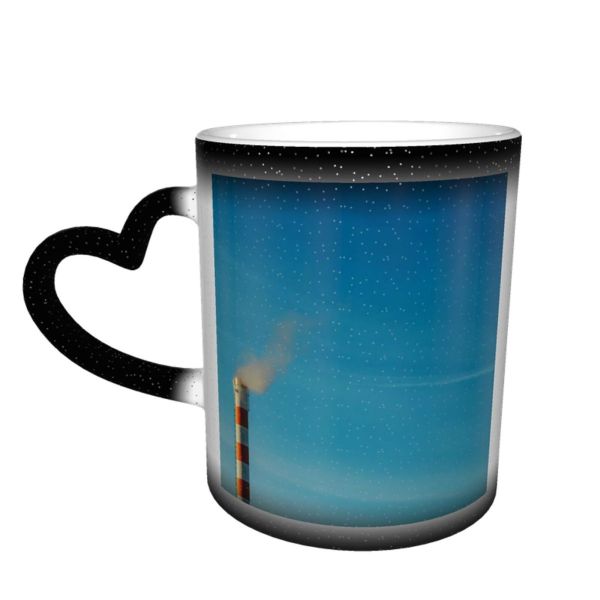 NC Ceramic Photo Coffee Mugs,Air Pollution Building Exterior Built Structure Chimney Cloud Sky Emitting Environmental Issues,Custom Picture Mug Magic Heat Sensitive Color Changing Mug Milk Tea Cup P