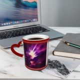 NC Ceramic Photo Coffee Mugs,Outer Space Abstract Light Natural Digitally Generated Cloud Sky Mystery Illuminated Astronomy,Custom Picture Mug Magic Heat Sensitive Color Changing Mug Milk Tea Cup Pe
