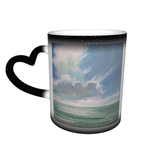 NC Ceramic Photo Coffee Mugs,Oil Cloud Sky Sea Beach Beauty Devon Horizon Over Outdoors Scenics Tranquil,Custom Picture Mug Magic Heat Sensitive Color Changing Mug Milk Tea Cup Personalized Gifts fo