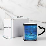 NC Ceramic Photo Coffee Mugs,Oil Storm Wave Modern Sea Sky Ship Artist's Canvas Abstract Art Craft,Custom Picture Mug Magic Heat Sensitive Color Changing Mug Milk Tea Cup Personalized Gifts for Fami