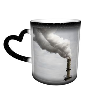 NC Ceramic Photo Coffee Mugs,Air Pollution Carbon Dioxide Chemical Chimney Change Cloud Sky Condensation Danger Dioxin,Custom Picture Mug Magic Heat Sensitive Color Changing Mug Milk Tea Cup Persona