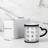 NC Ceramic Photo Coffee Mugs,Outer Space Astronaut Futuristic Telescope Planet Spaceship UFO Alien Shuttle Robot Earth,Custom Picture Mug Magic Heat Sensitive Color Changing Mug Milk Tea Cup Persona