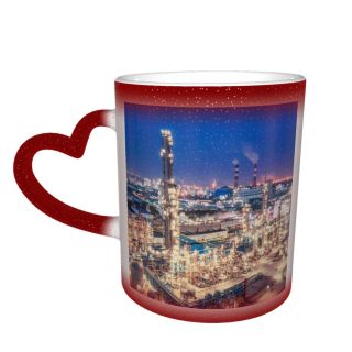 NC Ceramic Photo Coffee Mugs,Air Pollution Chemical Plant Chemistry Chimney China East Construction Crude Oil Engineering,Custom Picture Mug Magic Heat Sensitive Color Changing Mug Milk Tea Cup Pers