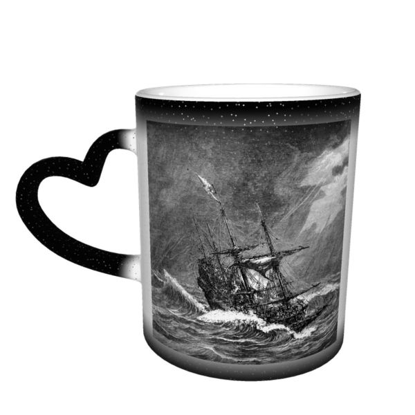 NC Ceramic Photo Coffee Mugs,Old Fashioned Sea Storm Cape Horn Nautical Vessel 8th Century Armed Forces,Custom Picture Mug Magic Heat Sensitive Color Changing Mug Milk Tea Cup Personalized Gifts for