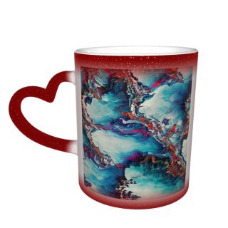 NC Ceramic Photo Coffee Mugs,Outer Space Art Glitch Surreal Hologram Abstract Craft Chaos Gradient Covering Damaged,Custom Picture Mug Magic Heat Sensitive Color Changing Mug Milk Tea Cup Personaliz