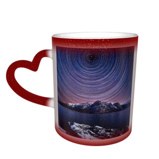 NC Ceramic Photo Coffee Mugs,Alberta Astronomy Banff National Park Beauty Canada Canadian Rockies Constellation Dusk Galaxy,Custom Picture Mug Magic Heat Sensitive Color Changing Mug Milk Tea Cup Pe
