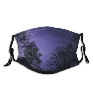 NC Astronomy Sky Public Outer Wallpapers Way Forest Domain Silhouette Pictures Universe Galaxy Dust Washable Reusable Filter and Reusable Mouth Warm Windproof Cotton Face