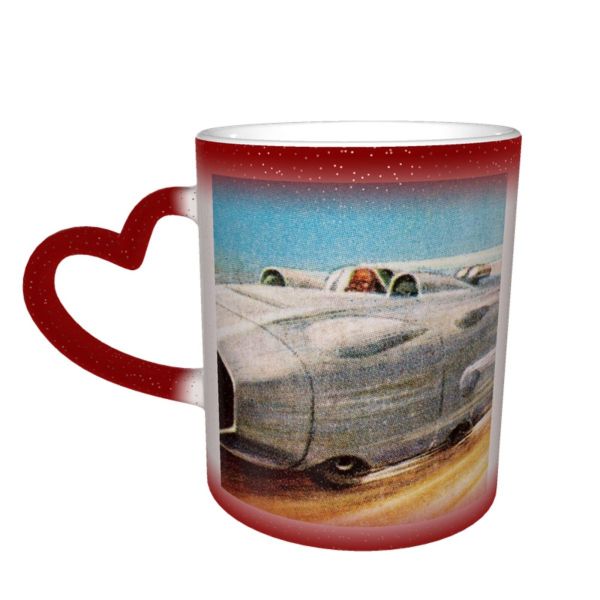 NC Ceramic Photo Coffee Mugs,Old Fashioned Speed Car Sports Race Rocket Outer Space Hovering Desert Travel,Custom Picture Mug Magic Heat Sensitive Color Changing Mug Milk Tea Cup Personalized Gifts