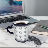 NC Ceramic Photo Coffee Mugs,Outer Space Astronaut Futuristic Telescope Planet Spaceship UFO Alien Shuttle Robot Earth,Custom Picture Mug Magic Heat Sensitive Color Changing Mug Milk Tea Cup Persona
