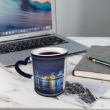 NC Ceramic Photo Coffee Mugs,Air Pollution Architecture Built Structure Chemical Chimney City Coal Crude Oil Drone,Custom Picture Mug Magic Heat Sensitive Color Changing Mug Milk Tea Cup Personalize