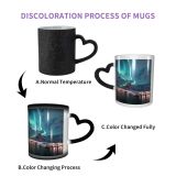 NC Ceramic Photo Coffee Mugs,Alaska State Arctic Astronomy Aurora Borealis Beach Canada Temperature Finland Finnish Lapland,Custom Picture Mug Magic Heat Sensitive Color Changing Mug Milk Tea Cup Pe