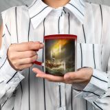 NC Ceramic Photo Coffee Mugs,Offshore Platform Storm Oil Fuel Power Generation Adversity Authority Danger Endurance Mining,Custom Picture Mug Magic Heat Sensitive Color Changing Mug Milk Tea Cup Per