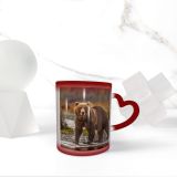 NC Ceramic Photo Coffee Mugs,Alaska State Wildlife Wild Autumn Bear Claw Flowing Forest Fur Grizzly Kodiak,Custom Picture Mug Magic Heat Sensitive Color Changing Mug Milk Tea Cup Personalized Gifts