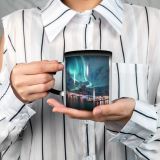 NC Ceramic Photo Coffee Mugs,Alaska State Arctic Astronomy Aurora Borealis Beach Canada Temperature Finland Finnish Lapland,Custom Picture Mug Magic Heat Sensitive Color Changing Mug Milk Tea Cup Pe