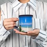 NC Ceramic Photo Coffee Mugs,Okinawa Prefecture Sea Beach Sand Sky Beauty Cloud Growth Horizon Over Land,Custom Picture Mug Magic Heat Sensitive Color Changing Mug Milk Tea Cup Personalized Gifts fo