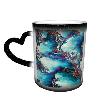 NC Ceramic Photo Coffee Mugs,Outer Space Art Glitch Surreal Hologram Abstract Craft Chaos Gradient Covering Damaged,Custom Picture Mug Magic Heat Sensitive Color Changing Mug Milk Tea Cup Personaliz