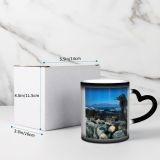 NC Ceramic Photo Coffee Mugs,Oil Spill Crude Sea Pollution Wildlife Wild Archival Capital Cities Coastline Island,Custom Picture Mug Magic Heat Sensitive Color Changing Mug Milk Tea Cup Personalized