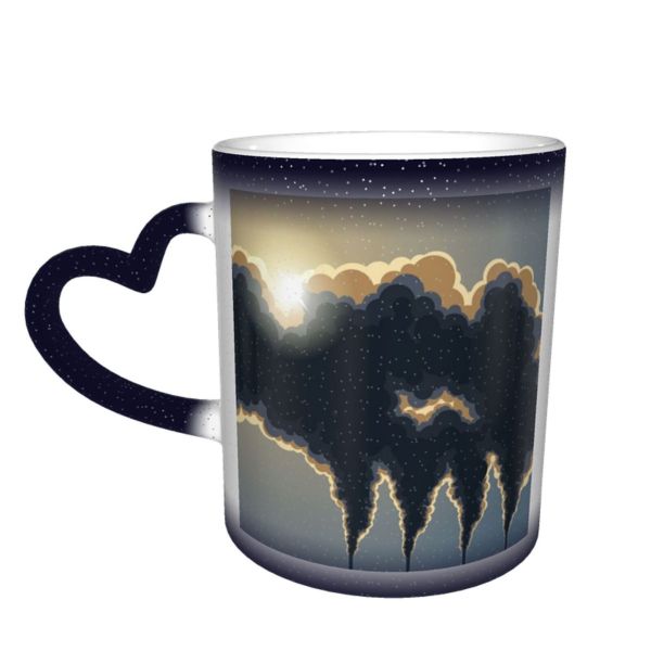 NC Ceramic Photo Coffee Mugs,Air Pollution Atmosphere Carbon Dioxide Change Chemical Chimney Cloud Sky Coal Fired,Custom Picture Mug Magic Heat Sensitive Color Changing Mug Milk Tea Cup Personalized