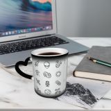 NC Ceramic Photo Coffee Mugs,Outer Space Astronaut Futuristic Telescope Planet Spaceship UFO Alien Shuttle Robot Earth,Custom Picture Mug Magic Heat Sensitive Color Changing Mug Milk Tea Cup Persona