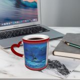 NC Ceramic Photo Coffee Mugs,Oil Storm Wave Modern Sea Sky Ship Artist's Canvas Abstract Art Craft,Custom Picture Mug Magic Heat Sensitive Color Changing Mug Milk Tea Cup Personalized Gifts for Fami
