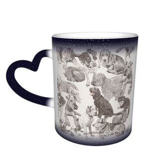 NC Ceramic Photo Coffee Mugs,Airedale Beagle Belgium Boxer Dog Canada German Golden Great Dane Seamless,Custom Picture Mug Magic Heat Sensitive Color Changing Mug Milk Tea Cup Personalized Gifts for