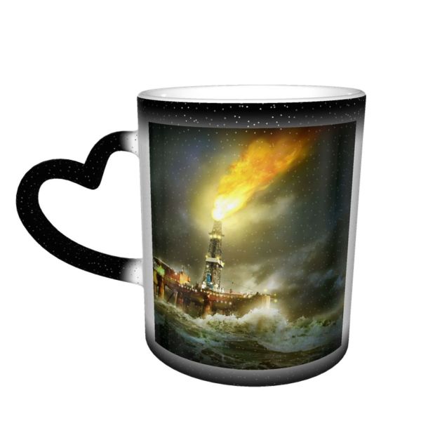NC Ceramic Photo Coffee Mugs,Offshore Platform Storm Oil Fuel Power Generation Adversity Authority Danger Endurance Mining,Custom Picture Mug Magic Heat Sensitive Color Changing Mug Milk Tea Cup Per
