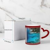 NC Ceramic Photo Coffee Mugs,Okinawa Prefecture Beach Sea High Aerial Beauty Coastal Feature Coastline Space Coral,Custom Picture Mug Magic Heat Sensitive Color Changing Mug Milk Tea Cup Personalize