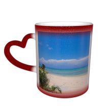 NC Ceramic Photo Coffee Mugs,Okinawa Prefecture Sea Beach Sand Sky Beauty Cloud Growth Horizon Over Land,Custom Picture Mug Magic Heat Sensitive Color Changing Mug Milk Tea Cup Personalized Gifts fo