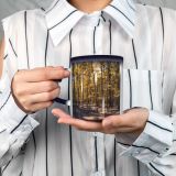 NC Ceramic Photo Coffee Mugs,Alabama State Autumn Forest Gulf Coast States Leaf Muscle Shoals Outdoors Tree,Custom Picture Mug Magic Heat Sensitive Color Changing Mug Milk Tea Cup Personalized Gifts