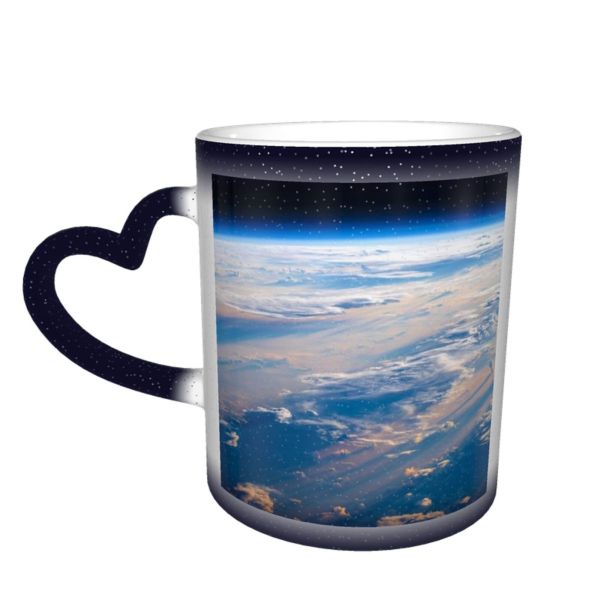 NC Ceramic Photo Coffee Mugs,Outer Space Above Aerial Beauty Cloud Sky Cloudscape Cumulus Digital Enhancement Earth's,Custom Picture Mug Magic Heat Sensitive Color Changing Mug Milk Tea Cup Personal