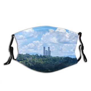 NC Azure Sky Cloud Wallpapers Grey Architecture Pictures City Urban High Office Metropolis Dust Washable Reusable Filter and Reusable Mouth Warm Windproof Cotton Face