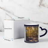 NC Ceramic Photo Coffee Mugs,Alabama State Autumn Forest Gulf Coast States Leaf Muscle Shoals Outdoors Tree,Custom Picture Mug Magic Heat Sensitive Color Changing Mug Milk Tea Cup Personalized Gifts
