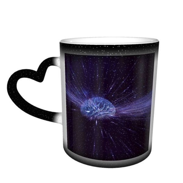 NC Ceramic Photo Coffee Mugs,Outer Space Brain Glowing Zoom Authority Bizarre Digital Composite Ideas Imagination Mystery,Custom Picture Mug Magic Heat Sensitive Color Changing Mug Milk Tea Cup Pers