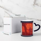 NC Ceramic Photo Coffee Mugs,Outer Space Astronaut Mars Planet Alien Stratosphere Adventure Moon Rocket Spaceship Silhouette,Custom Picture Mug Magic Heat Sensitive Color Changing Mug Milk Tea Cup P