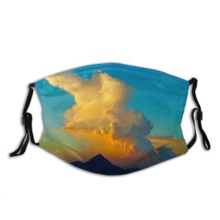 NC Azure Sky Cloud Wallpapers Volcano Land Dusk Pictures Cumulonimbus Sunset Kong Volcanic Dust Washable Reusable Filter and Reusable Mouth Warm Windproof Cotton Face