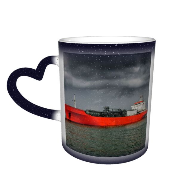 NC Ceramic Photo Coffee Mugs,Oil Tanker Ship Crude Sea Natural Gas Container Industrial Cargo Gasoline Freight,Custom Picture Mug Magic Heat Sensitive Color Changing Mug Milk Tea Cup Personalized Gi