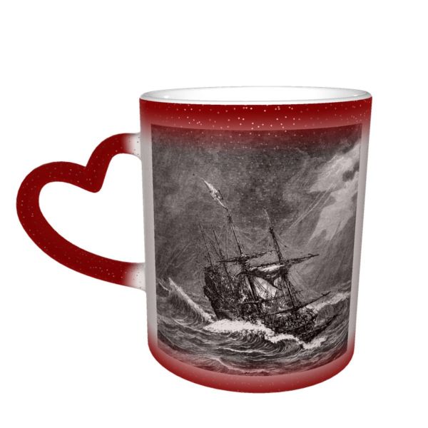 NC Ceramic Photo Coffee Mugs,Old Fashioned Sea Storm Cape Horn Nautical Vessel 8th Century Armed Forces,Custom Picture Mug Magic Heat Sensitive Color Changing Mug Milk Tea Cup Personalized Gifts for