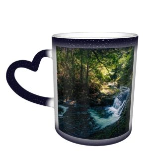 NC Ceramic Photo Coffee Mugs,Akame Shijyuhachi Beauty Clean Environmental Conservation Flowing Forest Freshness Grass Idyllic Japan,Custom Picture Mug Magic Heat Sensitive Color Changing Mug Milk Te