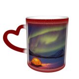 NC Ceramic Photo Coffee Mugs,Alaska State Arctic Aurora Borealis Dramatic Sky Mountain Night Outdoors Snow Star,Custom Picture Mug Magic Heat Sensitive Color Changing Mug Milk Tea Cup Personalized G
