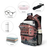 NC Children's Backpack Boats Building River Architecture City Canal Docked Town Watercrafts Preschool Nursery Travel Bag