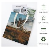 NC Great Martin Canvas Tote Bag Double Field Grassland Outdoors Savanna Plant Tree Landscape Trunk Ground Vegetation Wilderness white-style1 38×41cm