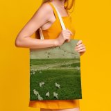 NC Great Martin Canvas Tote Bag Double Field Grassland Outdoors Sheep Countryside Farm Rural Grazing Meadow Pasture Ranch Christchurch white-style1 38×41cm