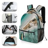 NC Children's Backpack Boats Above Shore From Island Seashore  Bird's Watercrafts Aerial Shot Preschool Nursery Travel Bag