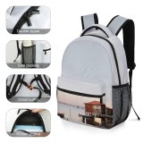NC Children's Backpack Boats Backlit Golden Rowboat Grass Sunset Landscape Daylight Travel Watercrafts Transportation Outdoors Preschool Nursery Travel Bag