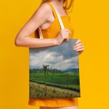 NC Great Martin Canvas Tote Bag Double Field Outdoors Grassland Countryside Paddy Farm Rural Tamil Nadu India Pasture white-style1 38×41cm