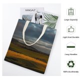NC Great Martin Canvas Tote Bag Double Field Outdoors Grassland Countryside Scenery Rural Farm Meadow Ranch Pasture Grey white-style1 38×41cm