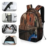 NC Children's Backpack Boat Street Architecture City Transportation Watercraft System Canal Docked Narrow Town Preschool Nursery Travel Bag